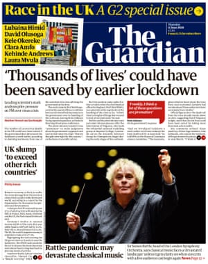 Thursday briefing: Earlier lockdown could have 'saved 20,000 lives' | World news 3 The Guardian front page, Thursday 11 June 2020.