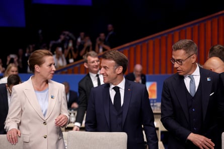 Denmark’s Prime Minister Mette Frederikse, France’s President Emmanuel Macron and Finland’s President Alexander Stubb attend a NATO summit in The Hague, Netherlands June 25, 2025.