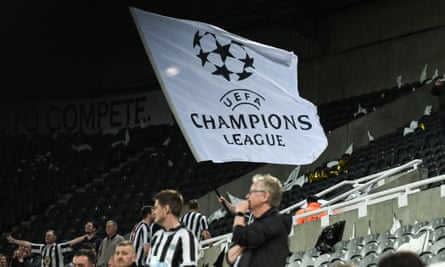 Newcastle fans celebrate their return to the Champions League