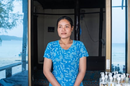 Sin Pisey, owner of a massage therapy business facing eviction, on the island of Koh Rong Sanloem, Preah Sihanouk province, Cambodia.