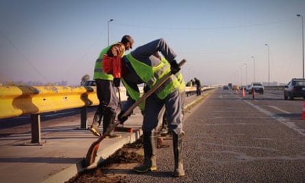 Still from Isis propaganda footage shows members engaged in road maintenance