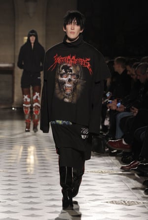 Heavy metal font on the Vetements autumn/winter 2016 catwalk.