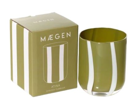 Maegen Homeware Atina Glassware in Olive & White.