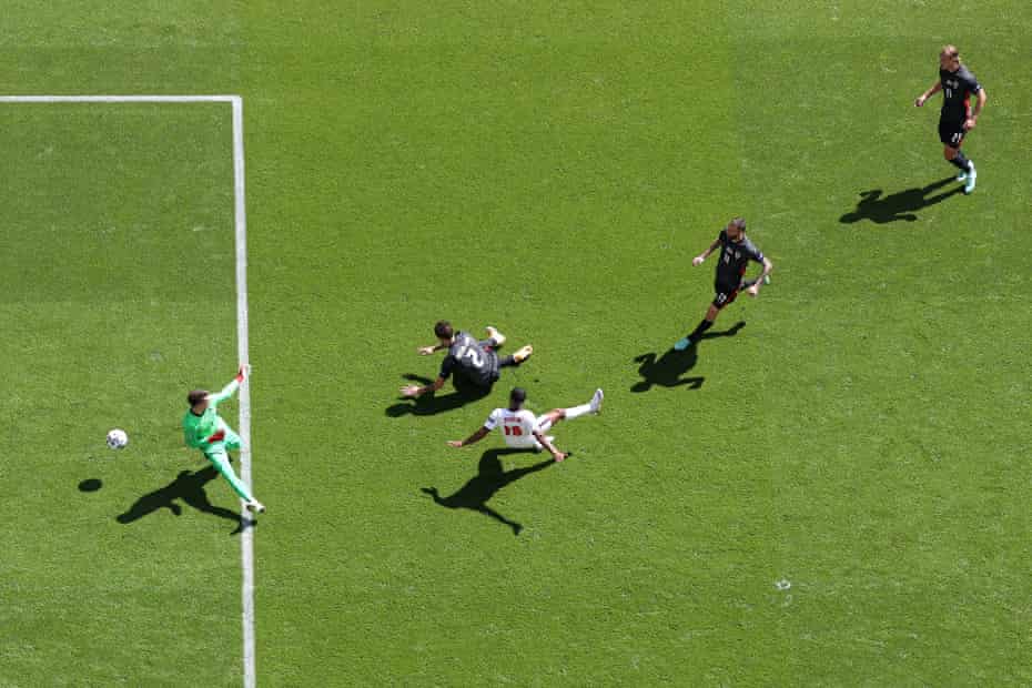 Raheem Sterling scores in the opener against Croatia