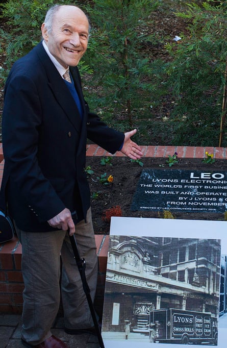 Land at the unveiling of a plaque commemorating Leo on the site of Cadby Hall, the former HQ of J Lyons & Co.