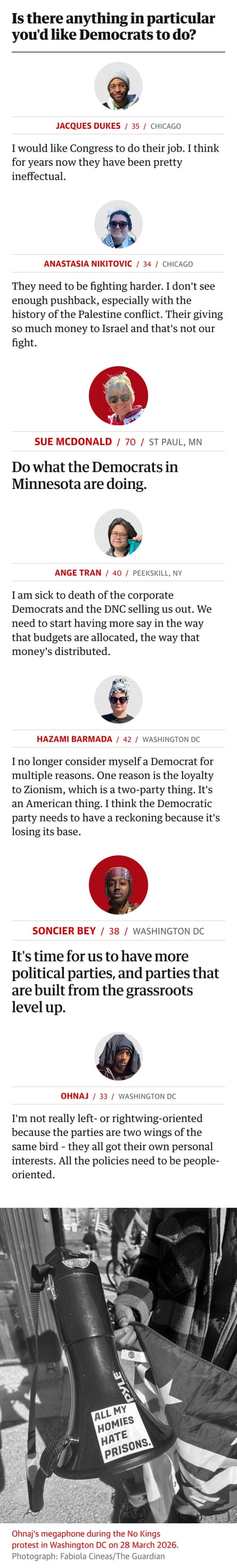 Infographic about protesters on No Kings in march 2026. Guardian Design