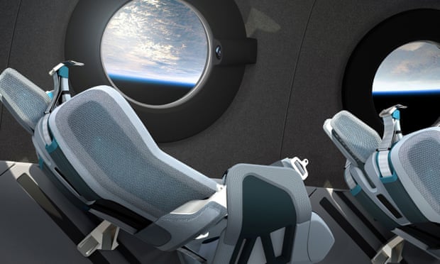 The interior cabin of billionaire Richard Branson’s space tourism firm Virgin Galactic’s SpaceShipTwo