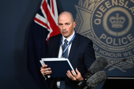 Detective Superintendent Ben Fadian speaks to media during a press conference at Queensland Police Service Headquarters in Brisbane