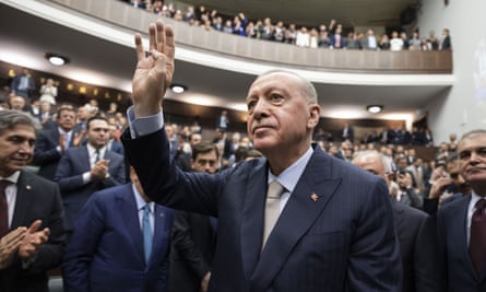 President Recep Tayyip Erdoğan attends his party’s group meeting at the Turkish Grand National Assembly, Ankara, on Wednesday.