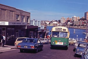 A 225 bus heads up from Neutral Bay Wharf in 1970