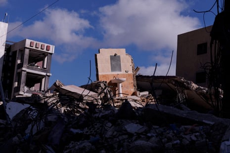 A view of buildings damaged by Israeli strikes.