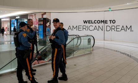 New Jersey state troopers patrol the American Dream Mall after a bomb scare in Rutherford, New Jersey, last month.