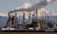 A general view shows Marathon Petroleum's oil facility in Anacortes, Washington U.S