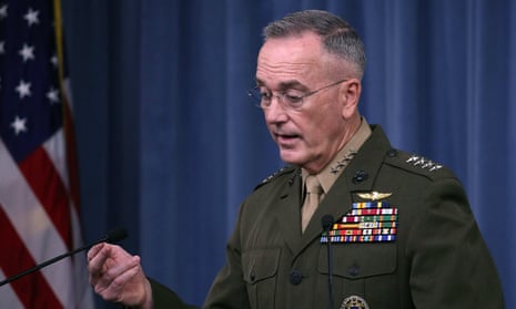 Gen Joseph Dunford Jr. Chairman of the joint chiefs of staff briefs the media on recent military operations in Niger, at the Pentagon on 23 October 2017.