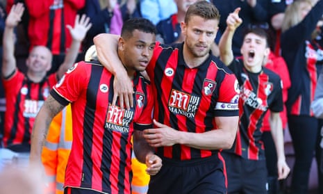 Josh King is congratulated after scoring Bournemouth’s winner.