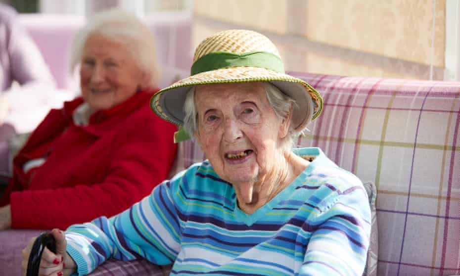 Elderly woman at care home