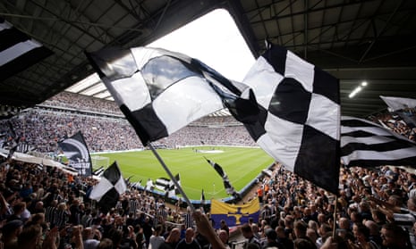 Newcastle fans wave flags at St James’ Park before the club’s game against Manchester City last month.