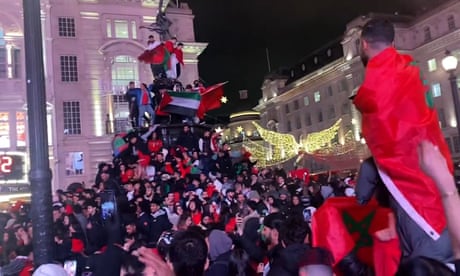 Morocco fans take to London streets after World Cup win over Spain – video