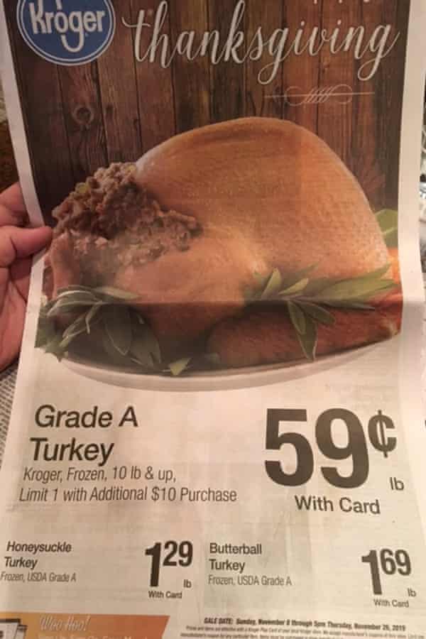 A turkey at Kroger’s this year is going for 59 cents a pound with a card.