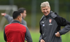 Arsène Wenger shares a joke with Alexis Sánchez. The Arsenal manager says the forward is ‘focused’.