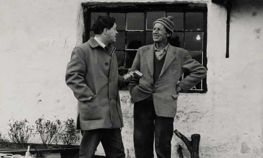 A fieldworker talking to a man in North Yorkshire for the original survey.