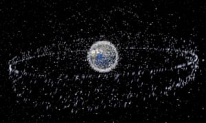 Artists’ impression of space junk orbiting Earth.