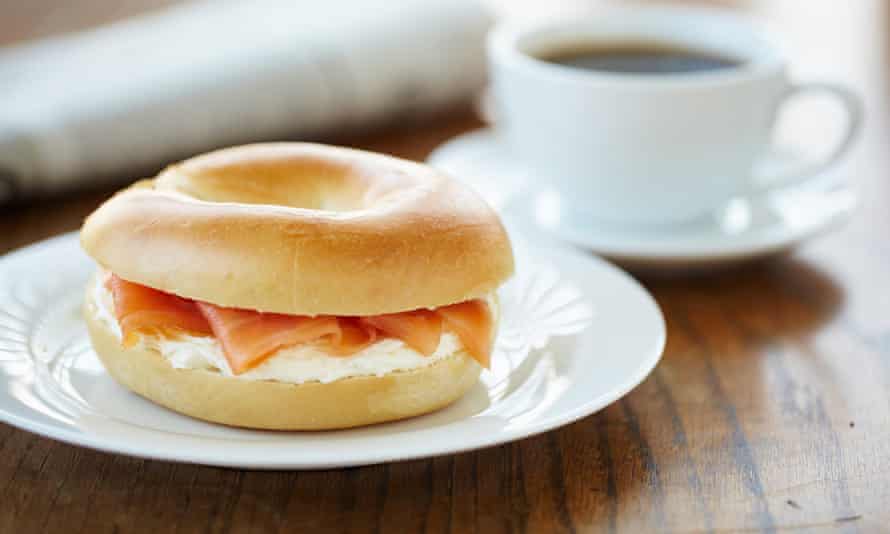 Smoked salmon and cream cheese bagel