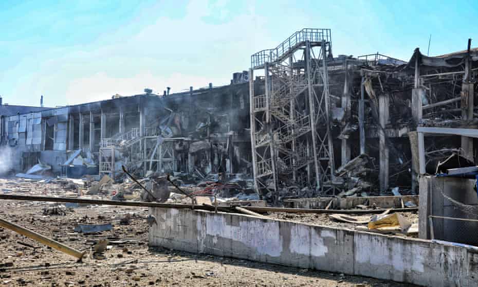 A shopping mall destroyed by Russian rocket strikes in Odesa.