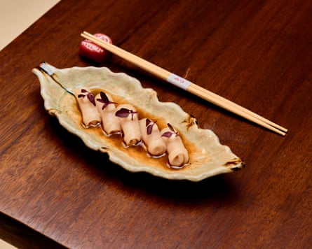 The hamachi at Mitsu, in Shoreditch, London, comes in a pool of katsu ponzu and dotted with a silky, earthy cauliflower puree