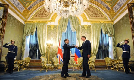 Prime minister David Cameron with Russian president Dmitry Medvedev in Moscow in 2011.