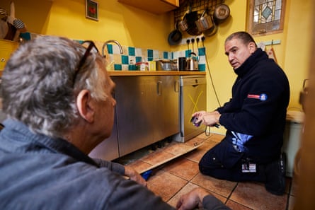 Pest controller Tony King treats a mouse infestation at Sam Wollaston’s house