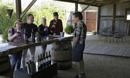 A tasting for a group of people visiting the Soda Rock Winery in Healdsburg, California in November 2019.