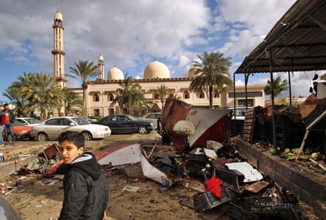 The aftermath of an explosion in Benghazi, Libya in January 2018.