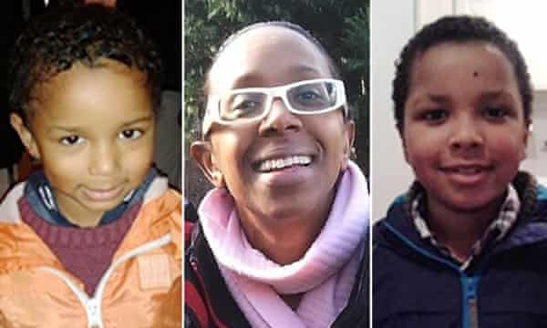 Sian Blake, centre, and her two sons Amon, four, and Zachary, eight.