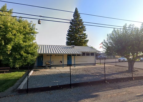 A building surrounded by trees