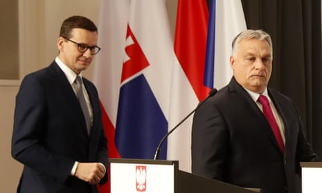 Prime ministers Mateusz Morawiecki of Poland and Viktor Orbán of Hungary