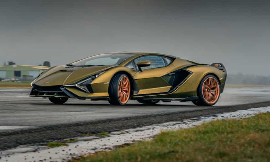 A Lamborghini Sian, a hybrid electric supercar.