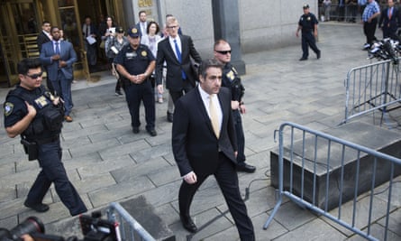 Michael Cohen, former lawyer to President Donald Trump, departs following his appearance in federal court in New York on Tuesday.