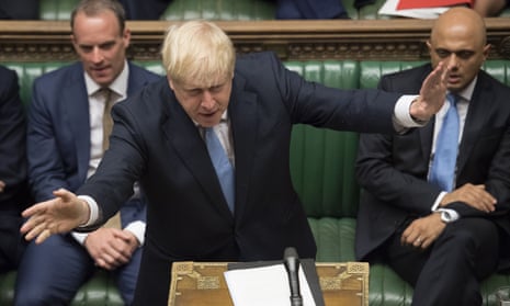  Boris Johnson in the House of Commons yesterday, with Sajid Javid (right) and Dominic Raab sitting beside him.