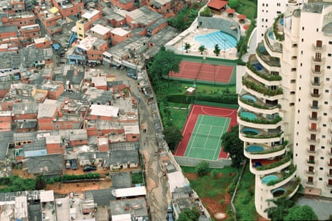 Paraisopolis, a favela in São Paulo, is shown where it meets its wealthy neighbour Morumbi.