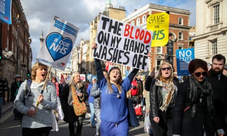 NHS cuts protest in London, March 2017.