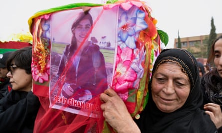 The funeral of a Kurdish journalist killed in a Turkish airstrike.
