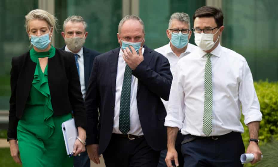 The Nationals leadership group make their way to the party room this afternoon, Deputy PM Barnaby Joyce, deputy nationals leader David Littleproud, Senate Nationals Leader Bridget McKenzie, Resource and Water Minister Keith Pitt and Assistant Minister to the deputy PM Kevin Hogan