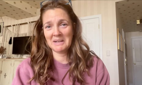 Drew Barrymore in the video she posted to Instagram explaining her decision to resume filming her talkshow. She has since reversed the decision