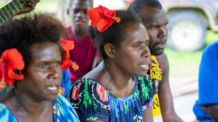 Former residents of the Cateret Islands who have relocated to Tinputz on Bougainville sing about their once-beautiful island.