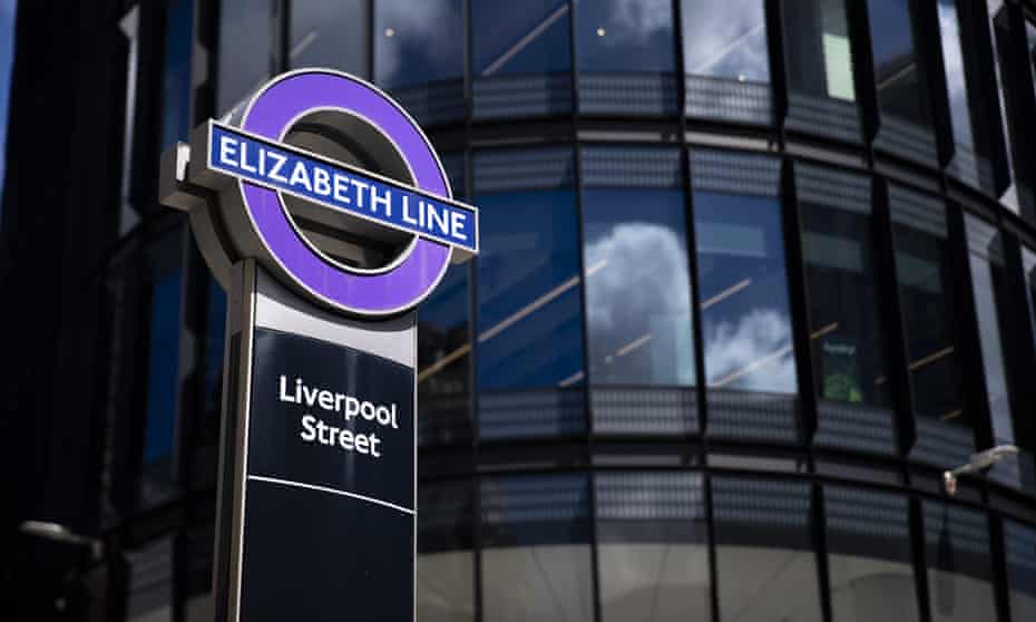 An Elizabeth line sign outside Liverpool Street station