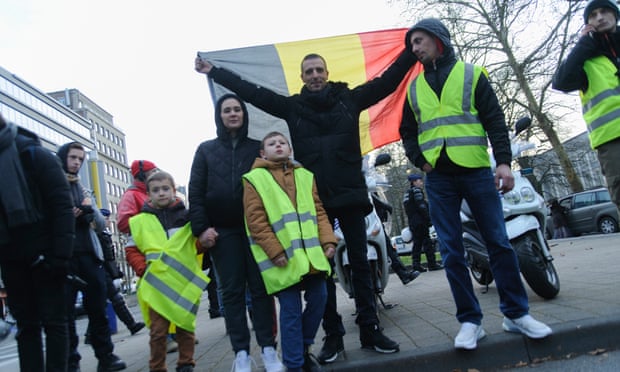 A gilets jaunes protests in Brussels, Belgium.