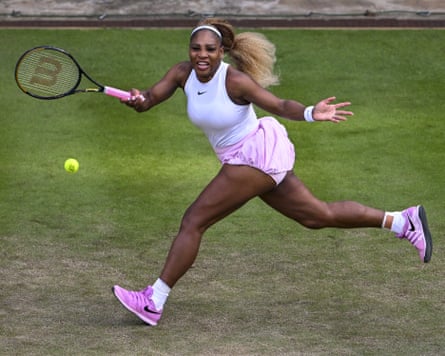 Serena Williams stretches to play a shot