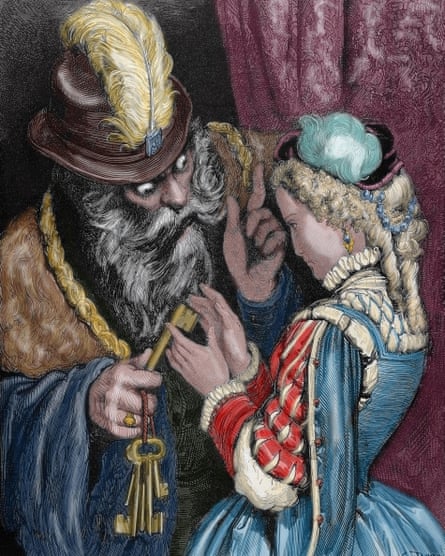 Gustave Dore’s engraving (coloured) for Perrault’s story of Bluebeard