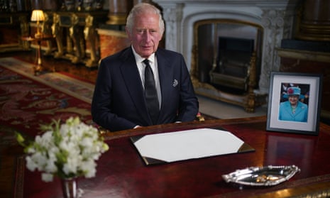King Charles III delivers his address to the nation and the Commonwealth from Buckingham Palace.